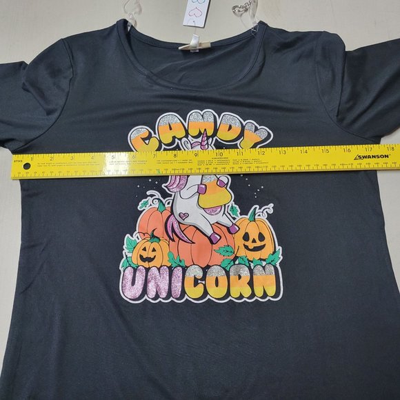 New Girls Self Esteem Shirt Long Sleeve Unicorn Halloween Size L Top Black Comfy - Picture 10 of 11